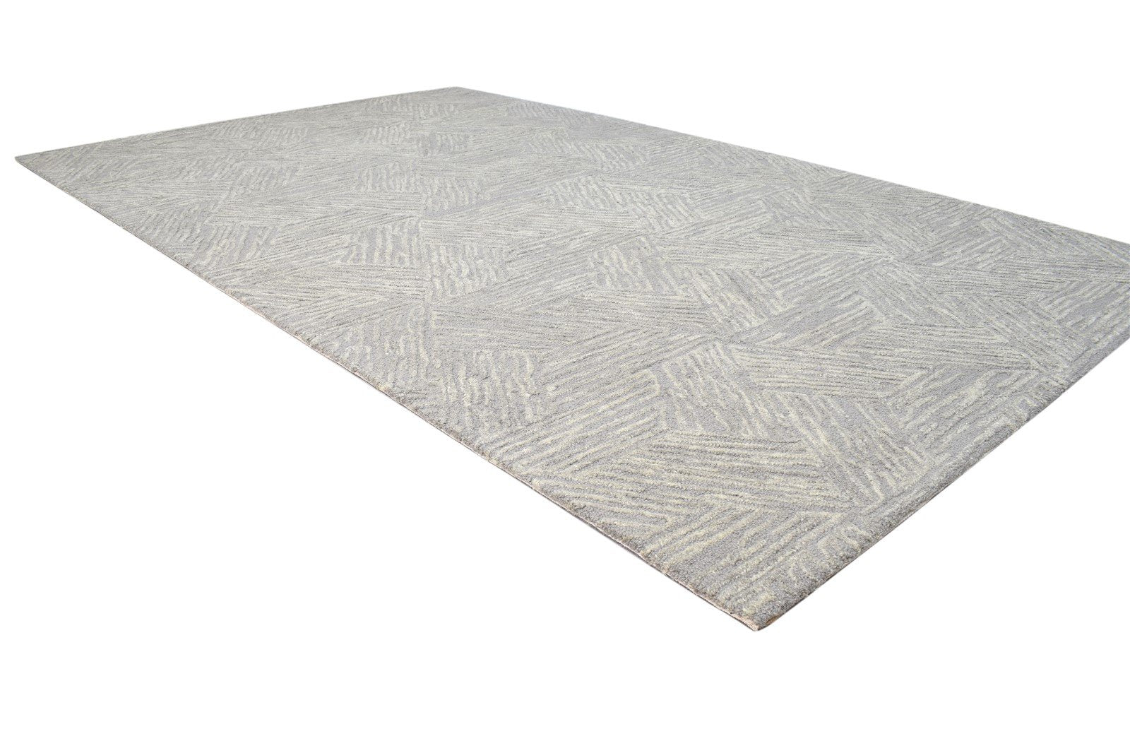 Brown Wool Rug 5X8 Modern Hand Tufted Scandinavian Triangles Room Size Carpet 7864092852373