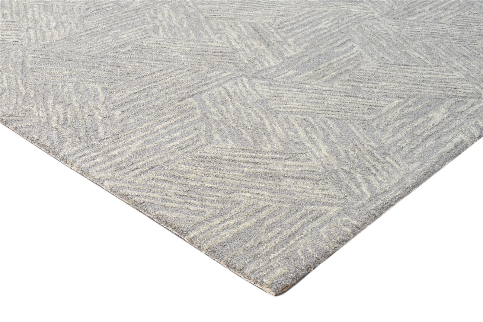 Brown Wool Rug 5X8 Modern Hand Tufted Scandinavian Triangles Room Size Carpet 7864092852373