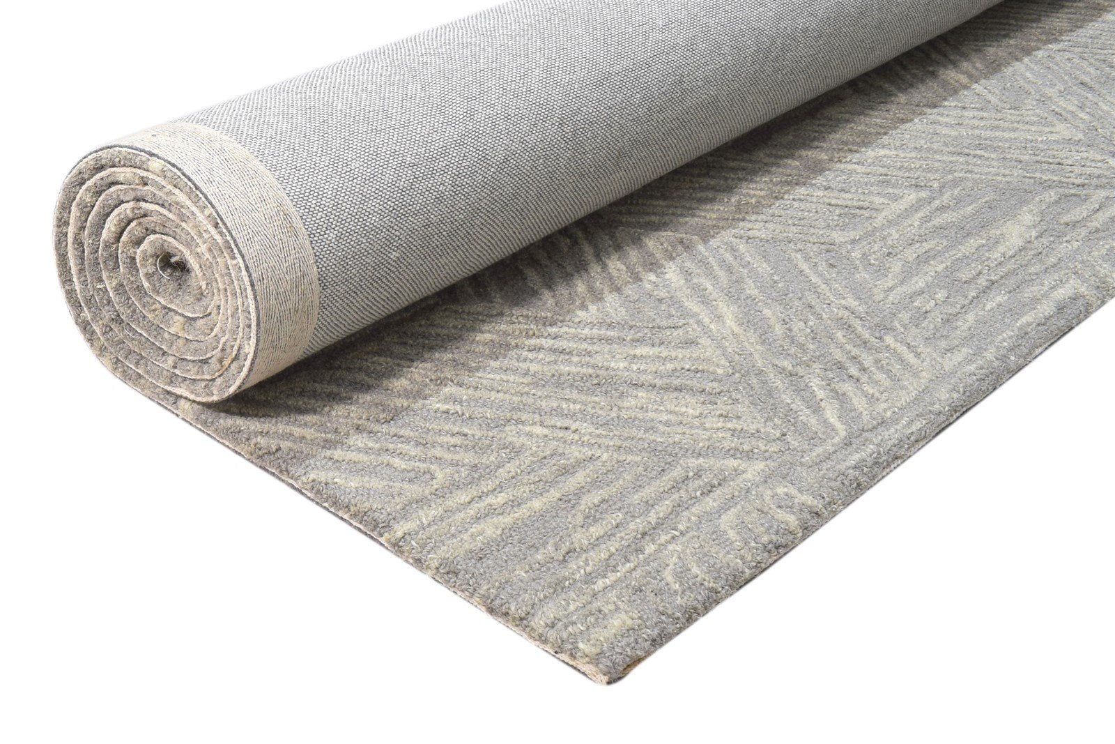 Brown Wool Rug 5X8 Modern Hand Tufted Scandinavian Triangles Room Size Carpet 7864092852373