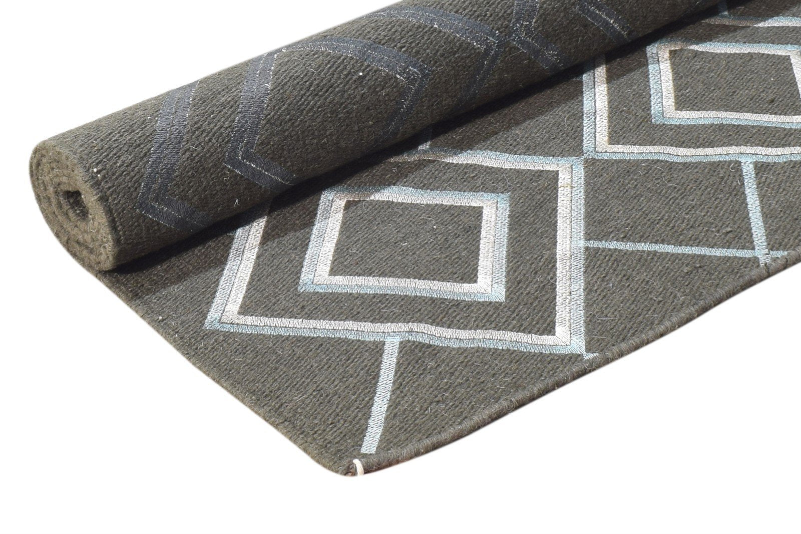 Brown Wool / Silk Rug 3X5 Modern Dhurrie Moroccan Geometric Room Size Carpet 7864670617749