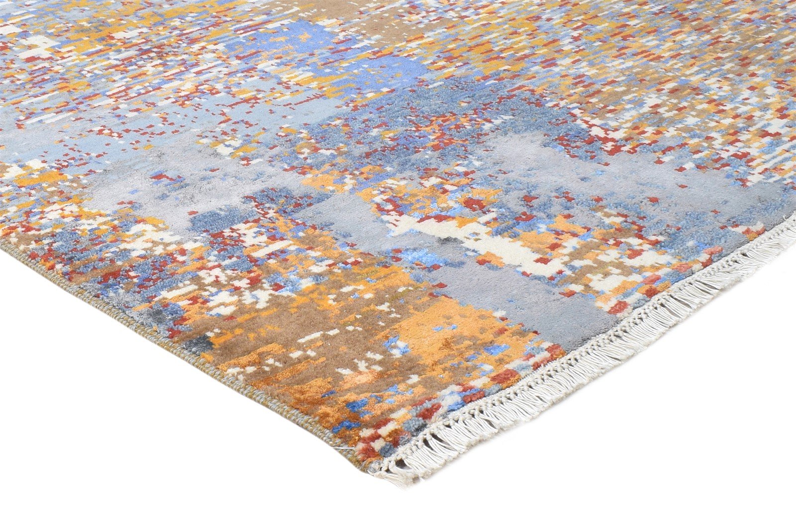 Brown Wool / Silk Rug 4X6 Modern Hand Knotted American Abstract Room Size 7865148244117