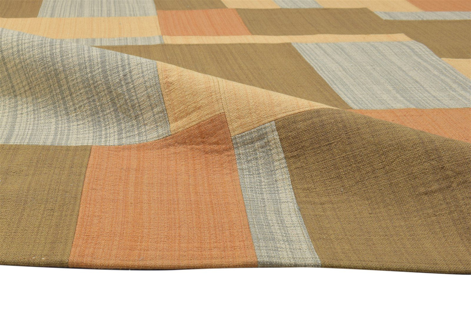 Brown Wool / Silk Rug 5X7 Modern Jacquard Loom Scandinavian Geometric Room Size 7864178573461