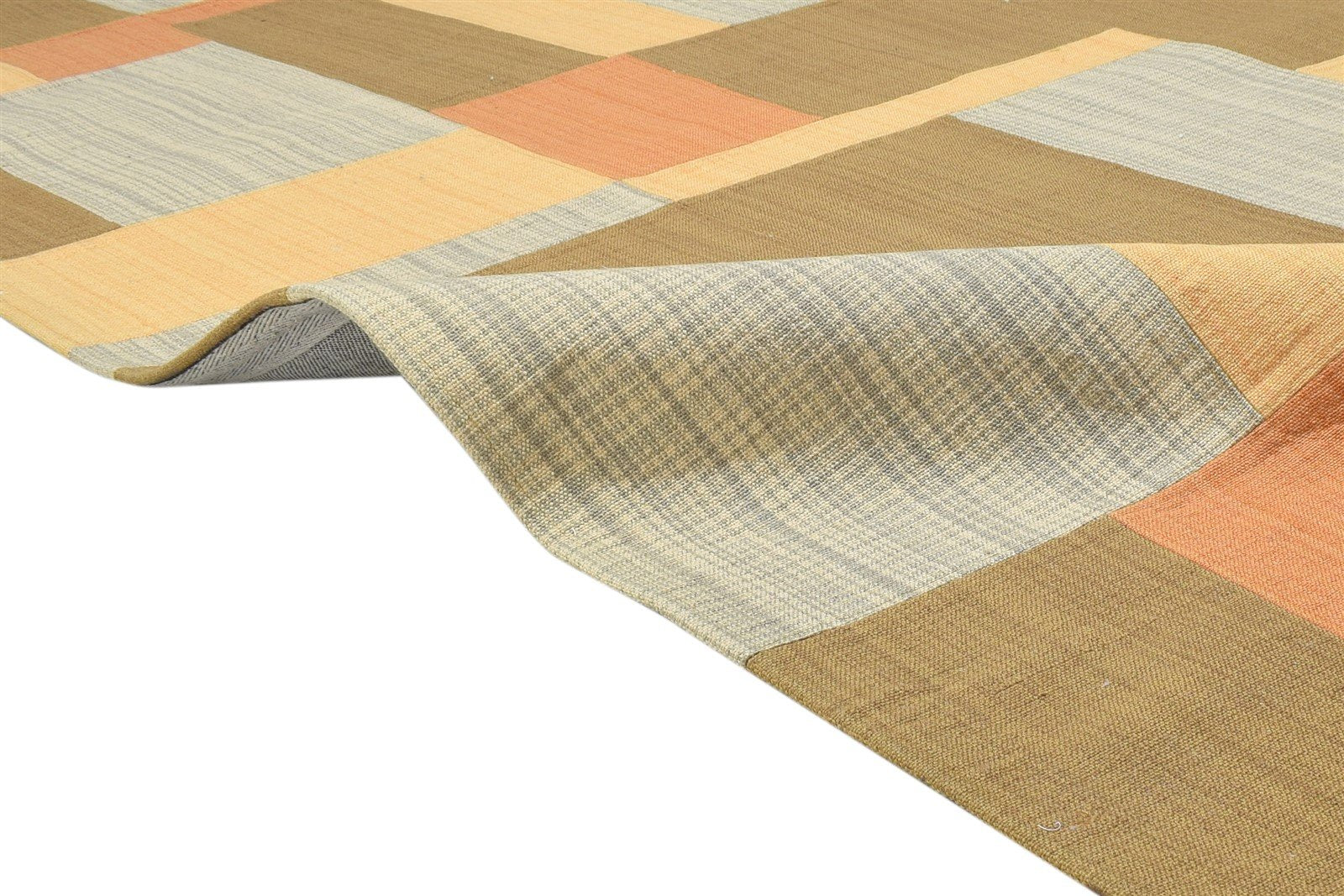 Brown Wool / Silk Rug 5X7 Modern Jacquard Loom Scandinavian Geometric Room Size 7864178573461