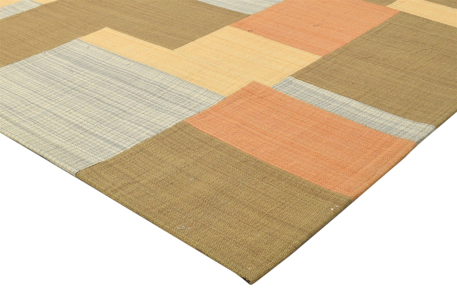 Brown Wool / Silk Rug 5X7 Modern Jacquard Loom Scandinavian Geometric Room Size 7864178573461