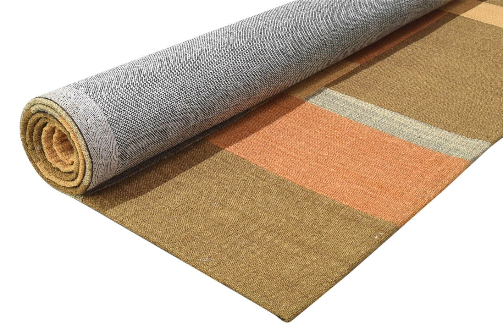 Brown Wool / Silk Rug 5X7 Modern Jacquard Loom Scandinavian Geometric Room Size 7864178573461