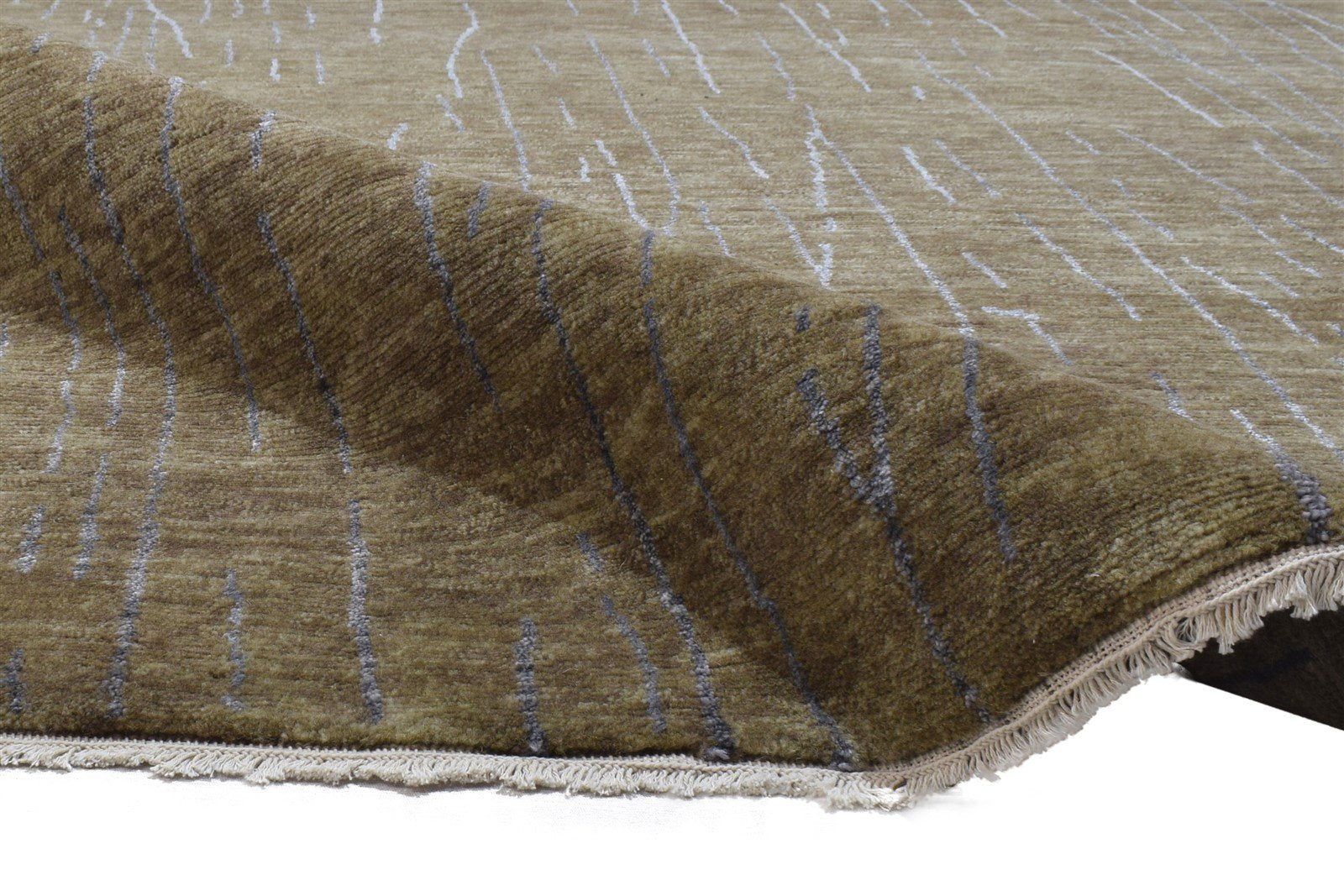 Brown Wool / Silk Rug 5X8 Modern Hand Knotted Scandinavian Abstract Room Size 7864162877589