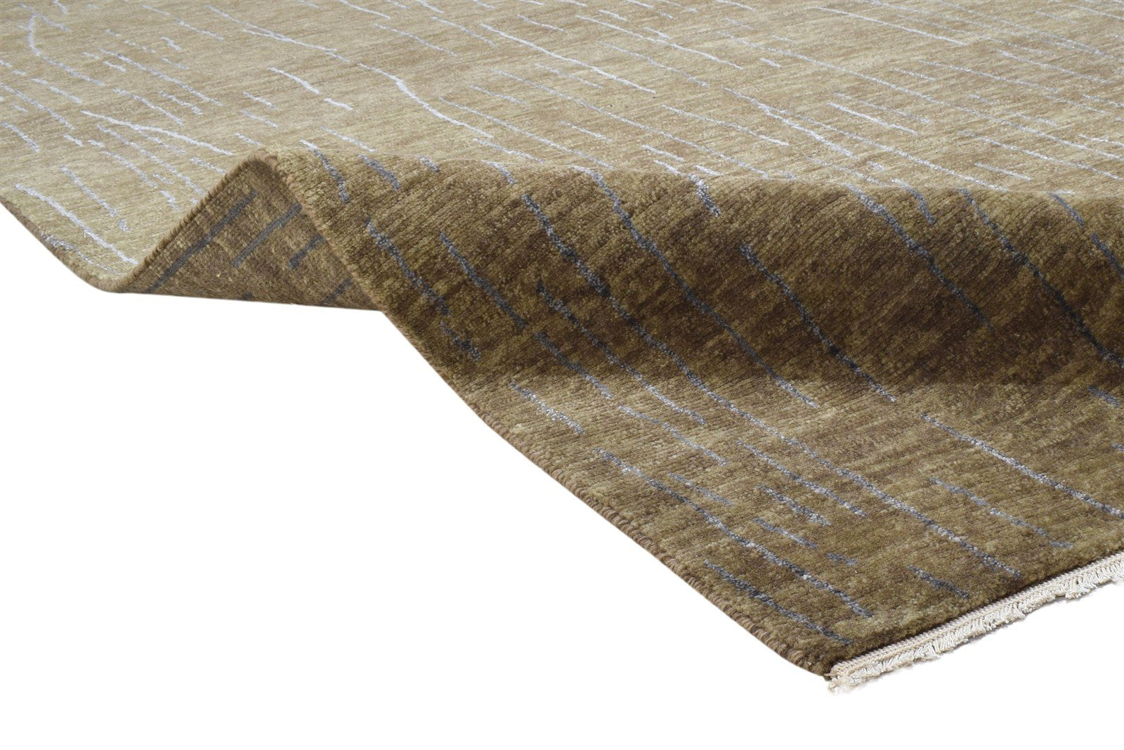 Brown Wool / Silk Rug 5X8 Modern Hand Knotted Scandinavian Abstract Room Size 7864162877589