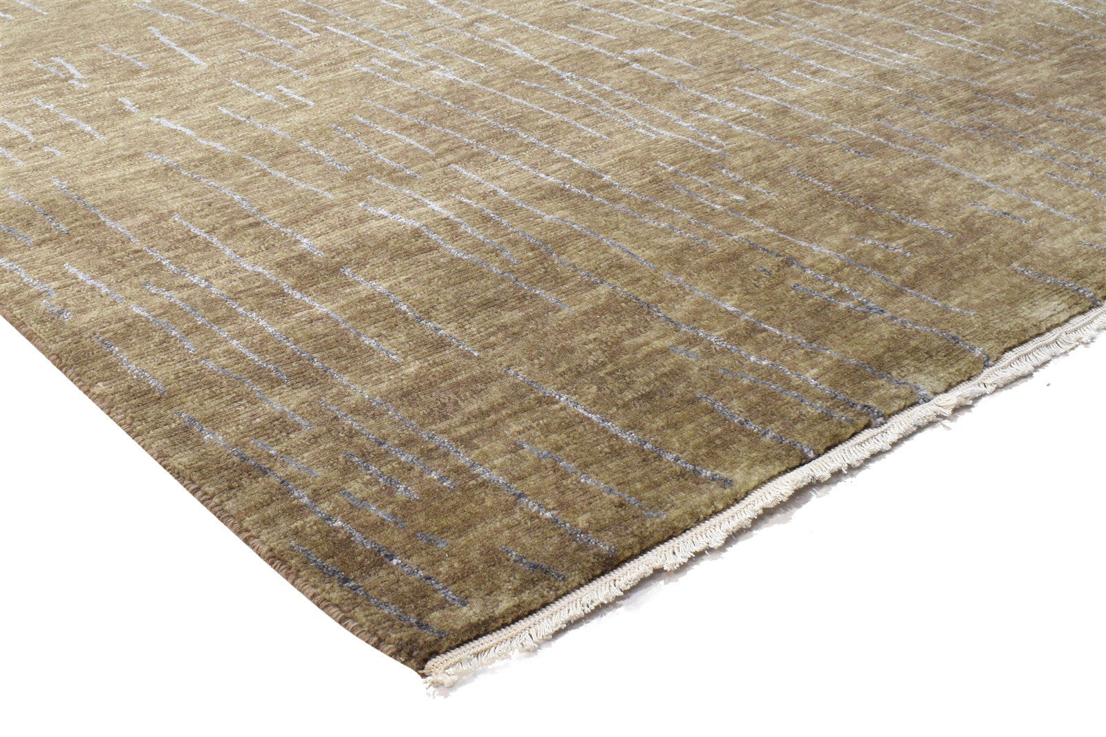 Brown Wool / Silk Rug 5X8 Modern Hand Knotted Scandinavian Abstract Room Size 7864162877589