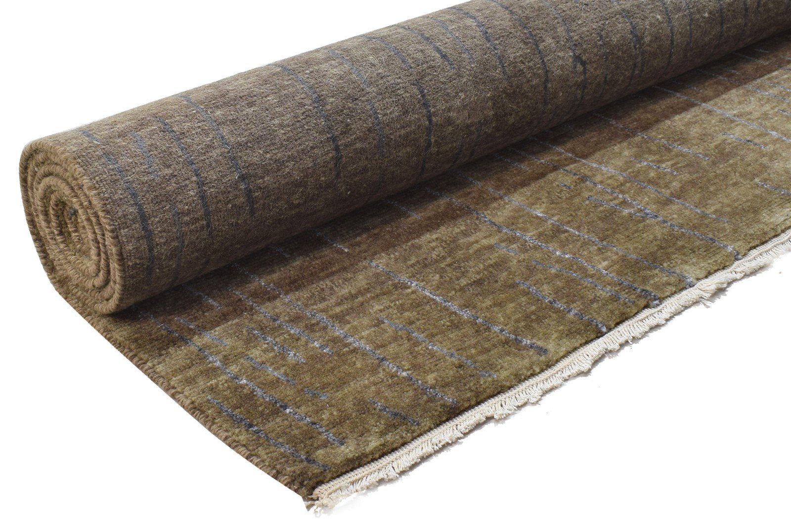 Brown Wool / Silk Rug 5X8 Modern Hand Knotted Scandinavian Abstract Room Size 7864162877589