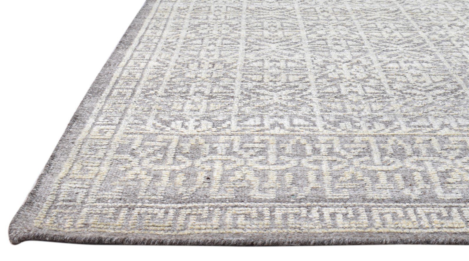 Brown Wool Silk Rug 5X8 Modern Hand Knotted Scandinavian Trellis Room Size 7864082006165