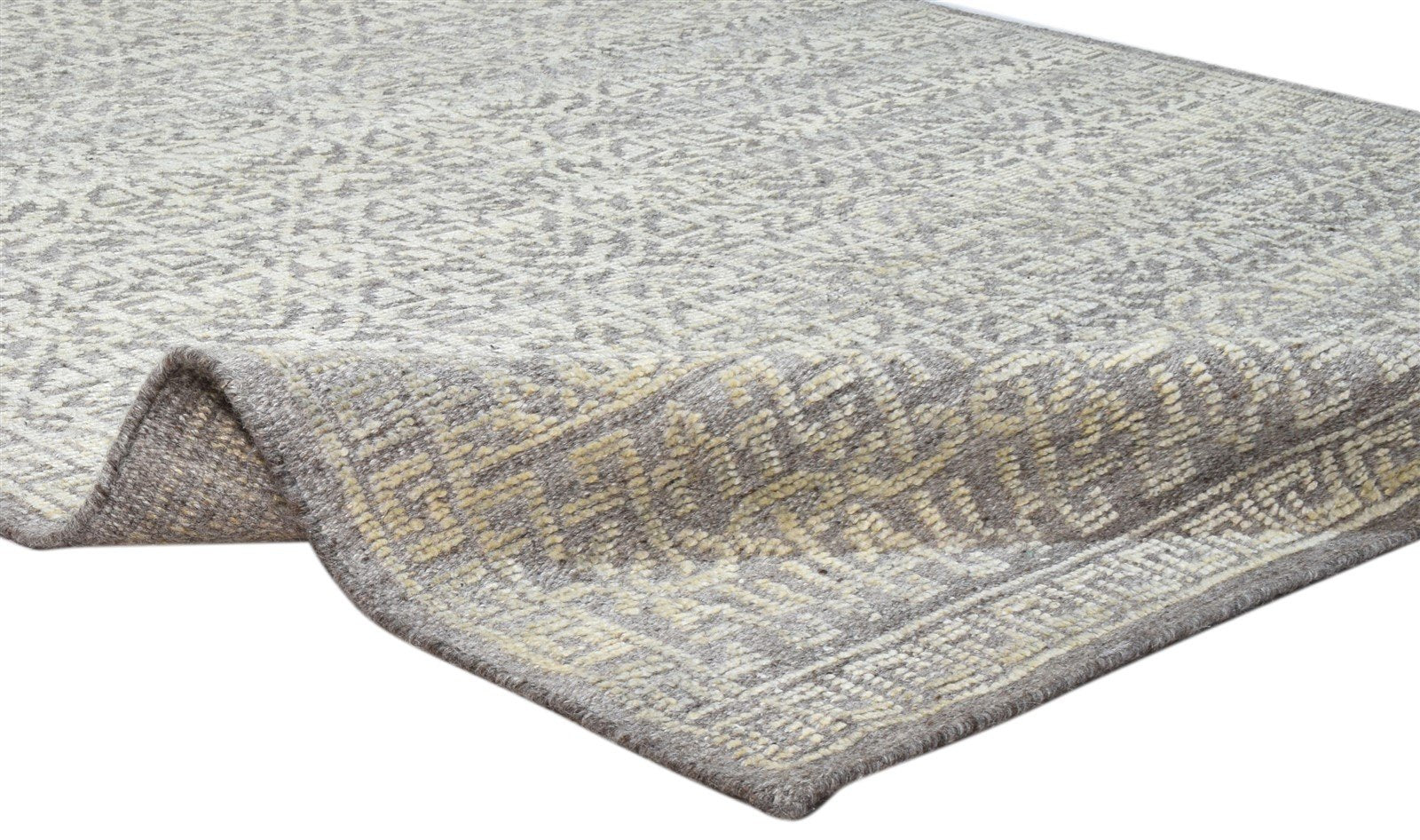 Brown Wool Silk Rug 5X8 Modern Hand Knotted Scandinavian Trellis Room Size 7864082006165