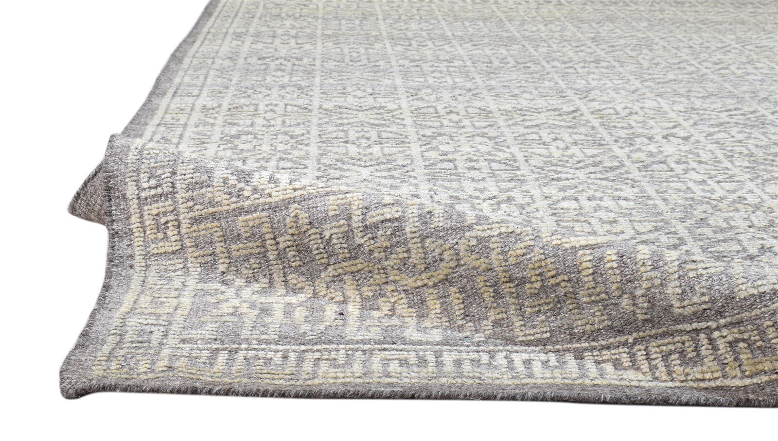 Brown Wool Silk Rug 5X8 Modern Hand Knotted Scandinavian Trellis Room Size 7864082006165