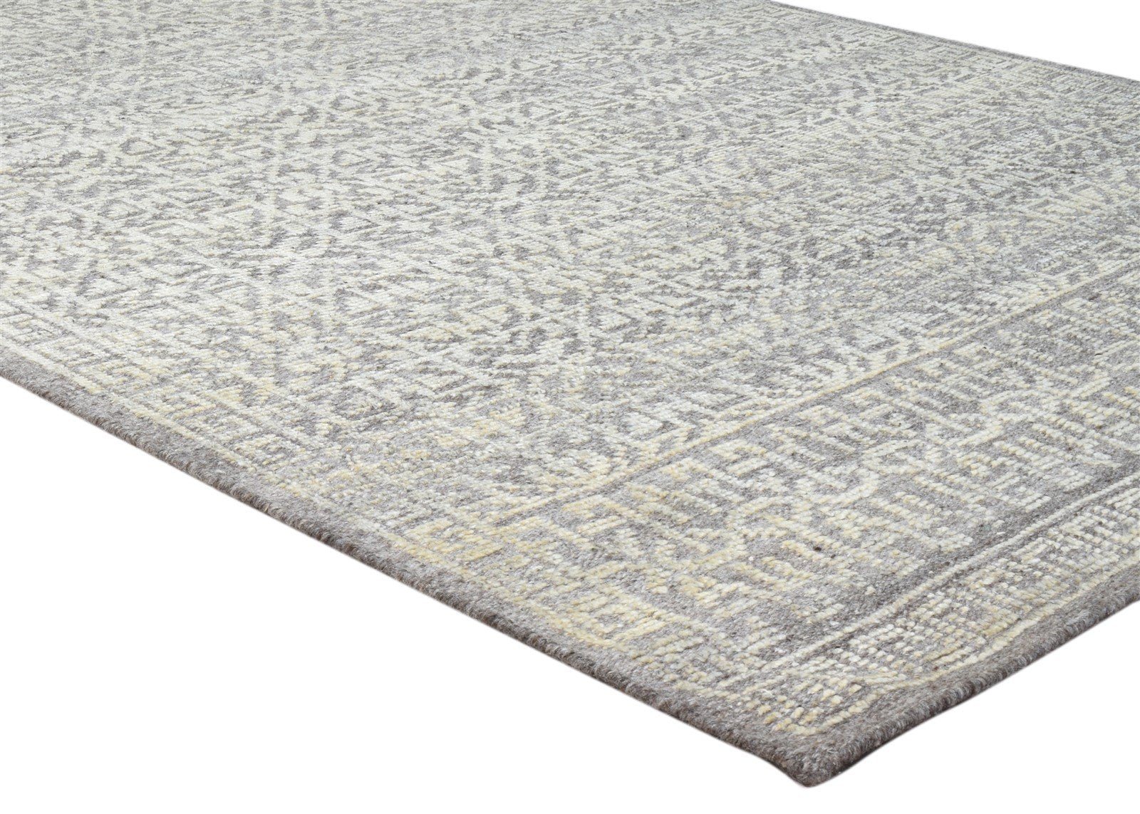 Brown Wool Silk Rug 5X8 Modern Hand Knotted Scandinavian Trellis Room Size 7864082006165