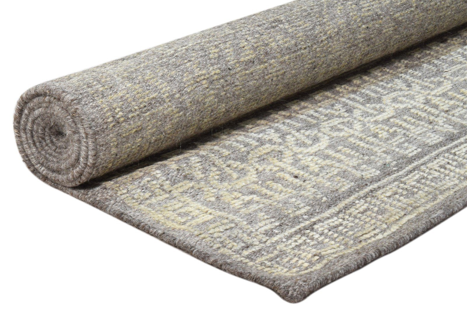 Brown Wool Silk Rug 5X8 Modern Hand Knotted Scandinavian Trellis Room Size 7864082006165