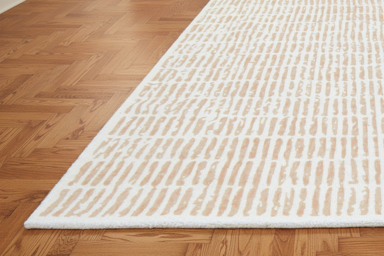 Capitola Handmade Beige Nursery Soft Rug | Modern Abstract Linear Grids Checks Area Rug 9121444888725