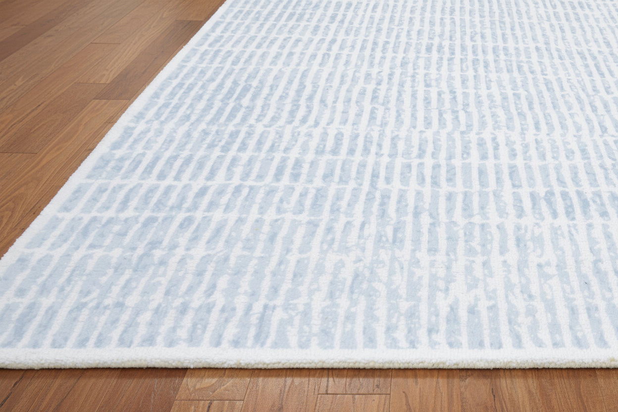 Capitola Handmade Blue Soft Rug | Modern Abstract Linear Grids Checks Area Rug 9122059026581