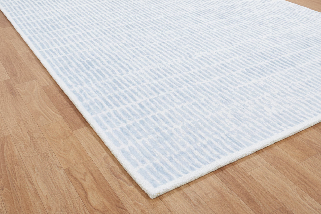 Capitola Handmade Blue Soft Rug | Modern Abstract Linear Grids Checks Area Rug 9122059026581