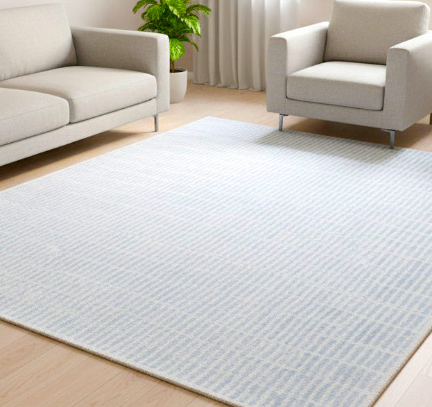 Capitola Handmade Blue Soft Rug | Modern Abstract Linear Grids Checks Area Rug 9122059026581