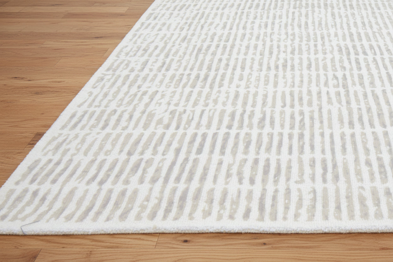 Capitola Handmade Grey Soft Rug | Modern Abstract Linear Grids Checks Area Rug 9121454981269