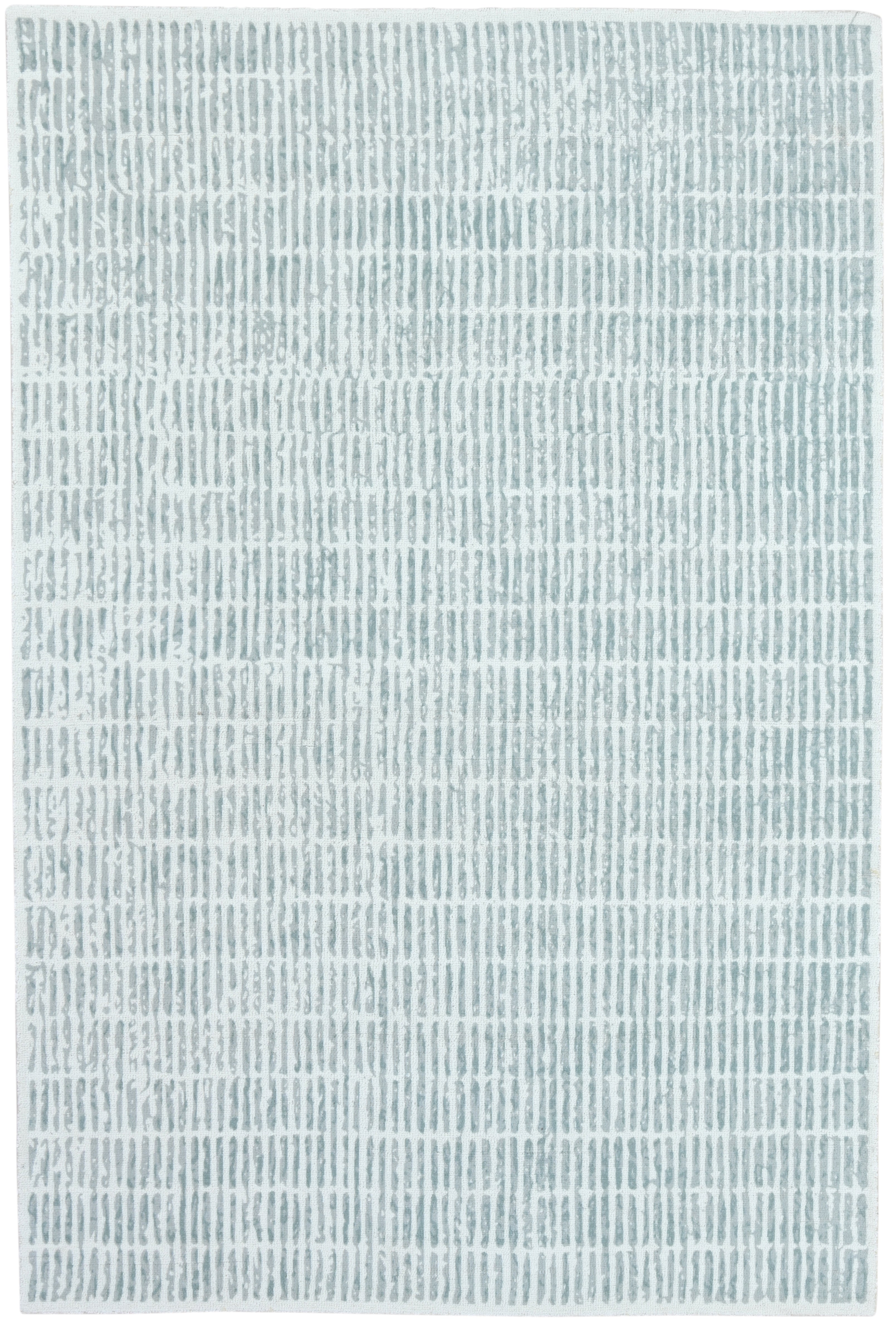 Capitolara Handmade Aqua Blue Soft Rug | Modern Abstract Linear Grids Checks Area Rug 9123653714069