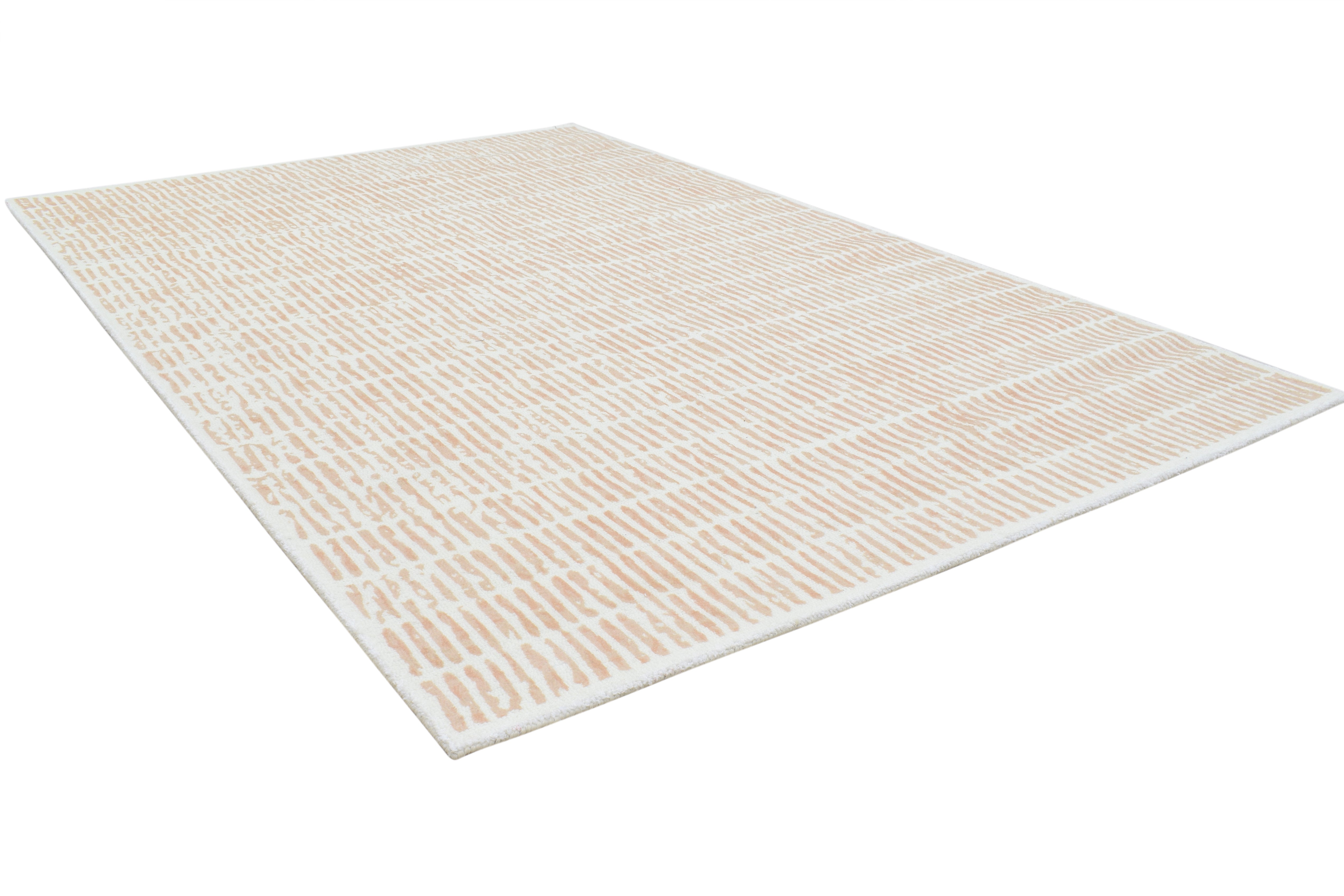 Capitolara Handmade Beige Nursery Soft Rug | Modern Abstract Linear Grids Checks Area Rug 9121444888725