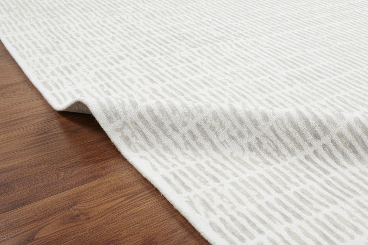 Capitolara Handmade Grey Soft Rug | Modern Abstract Linear Grids Checks Area Rug 9121454981269