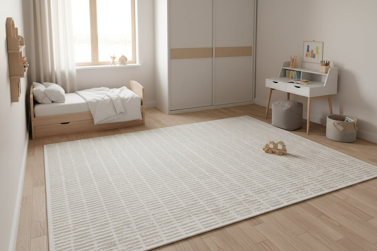 Capitolara Handmade Grey Soft Rug | Modern Abstract Linear Grids Checks Area Rug 9121454981269
