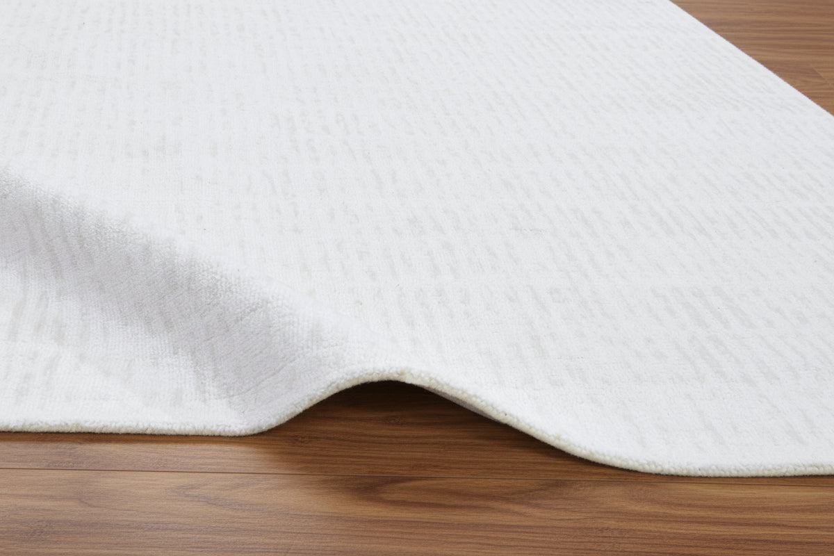Capitolara Handmade White Soft Rug – Modern Abstract Linear Grids Checks Area Rug 9123593060501