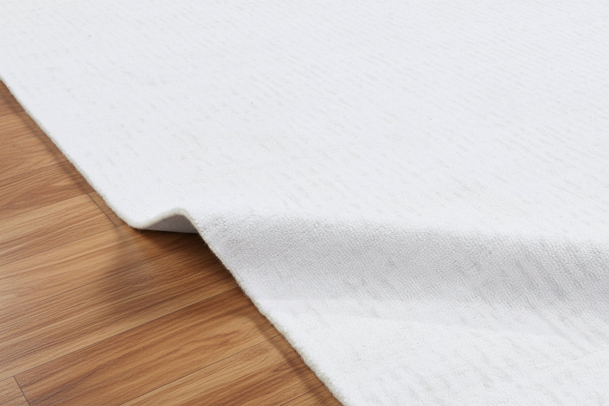 Capitolara Handmade White Soft Rug – Modern Abstract Linear Grids Checks Area Rug 9123593060501