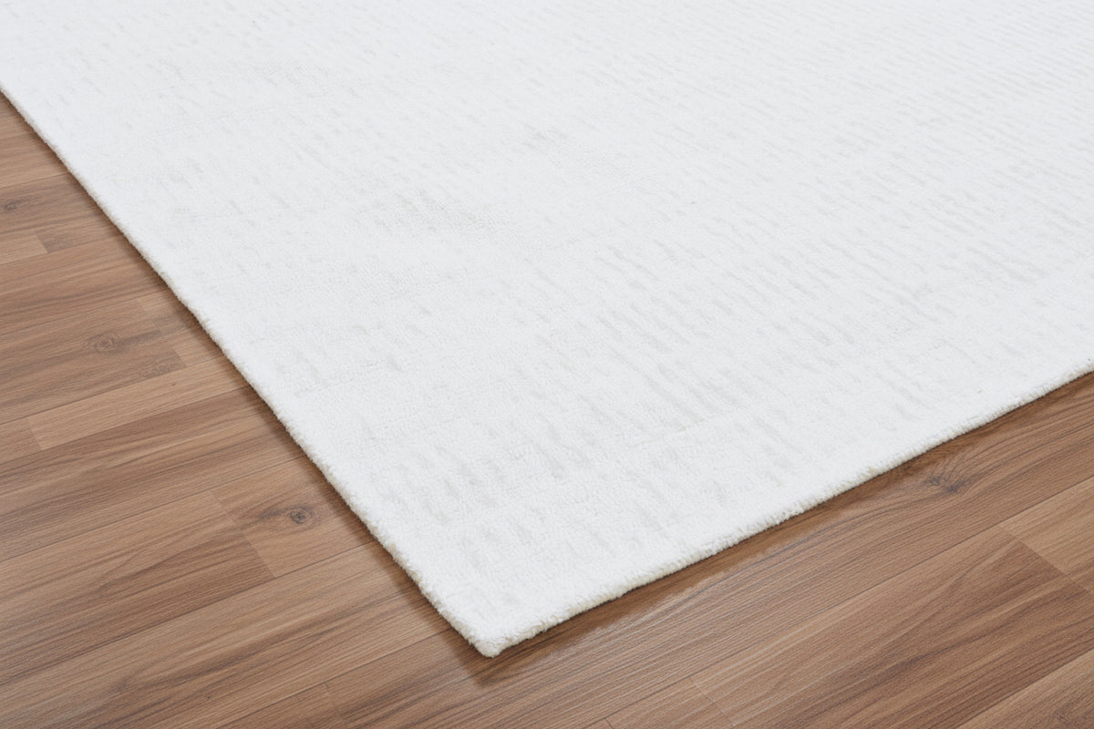 Capitolara Handmade White Soft Rug – Modern Abstract Linear Grids Checks Area Rug 9123593060501