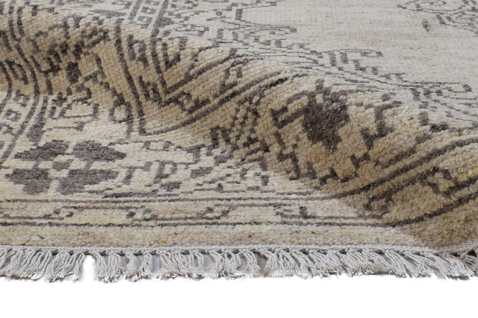 Carlotta Hand Knotted Beige Wool Rug 5' X 8' Persian Mughal Medallion   7864905203861