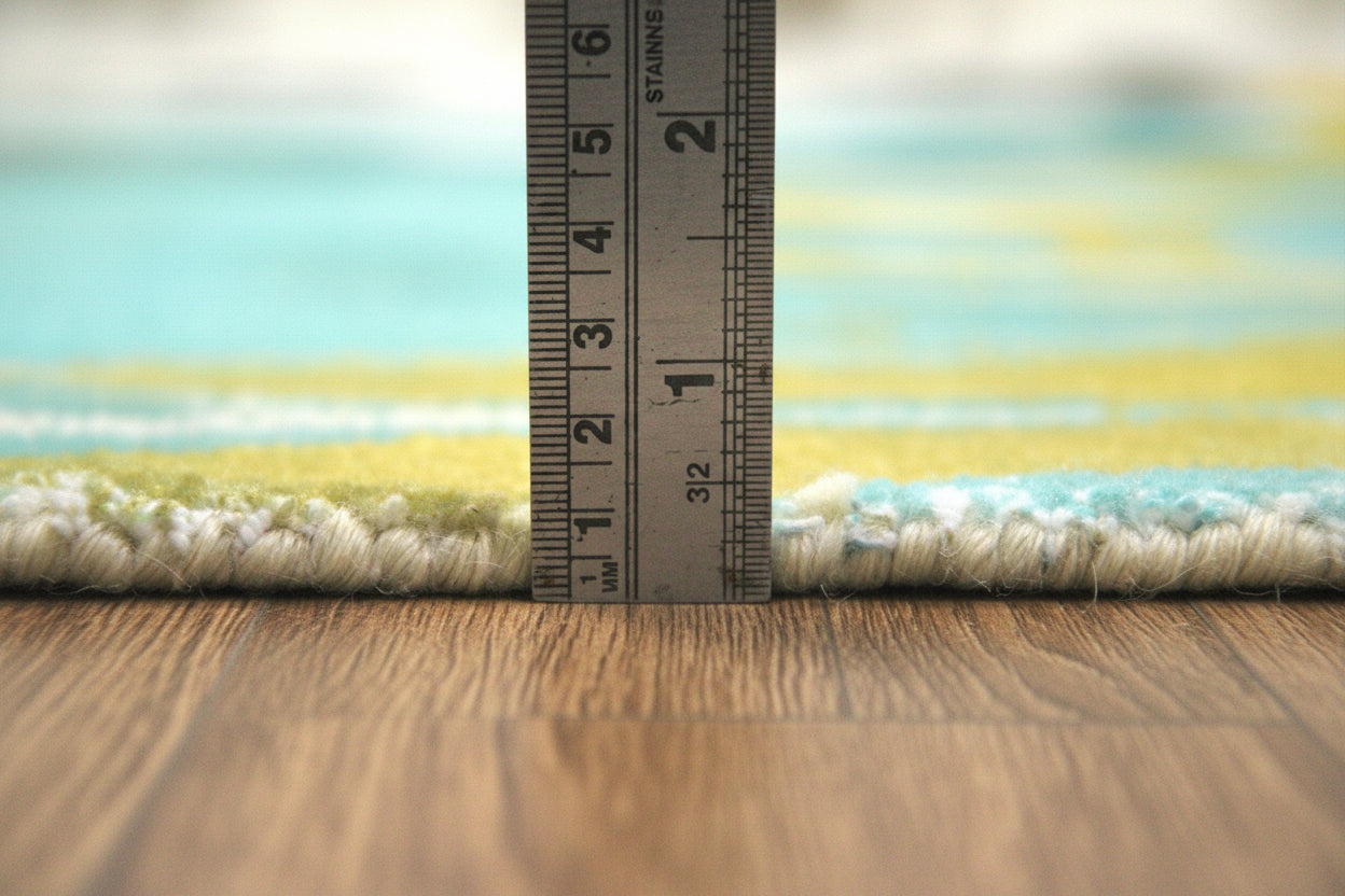 Cassia Sky Blue & Multicolor Scalloped Floral Kids Playroom Area Rug 9014801072277