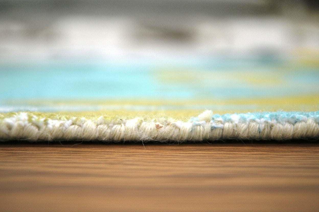 Cassia Sky Blue & Multicolor Scalloped Floral Kids Playroom Area Rug 9014801072277