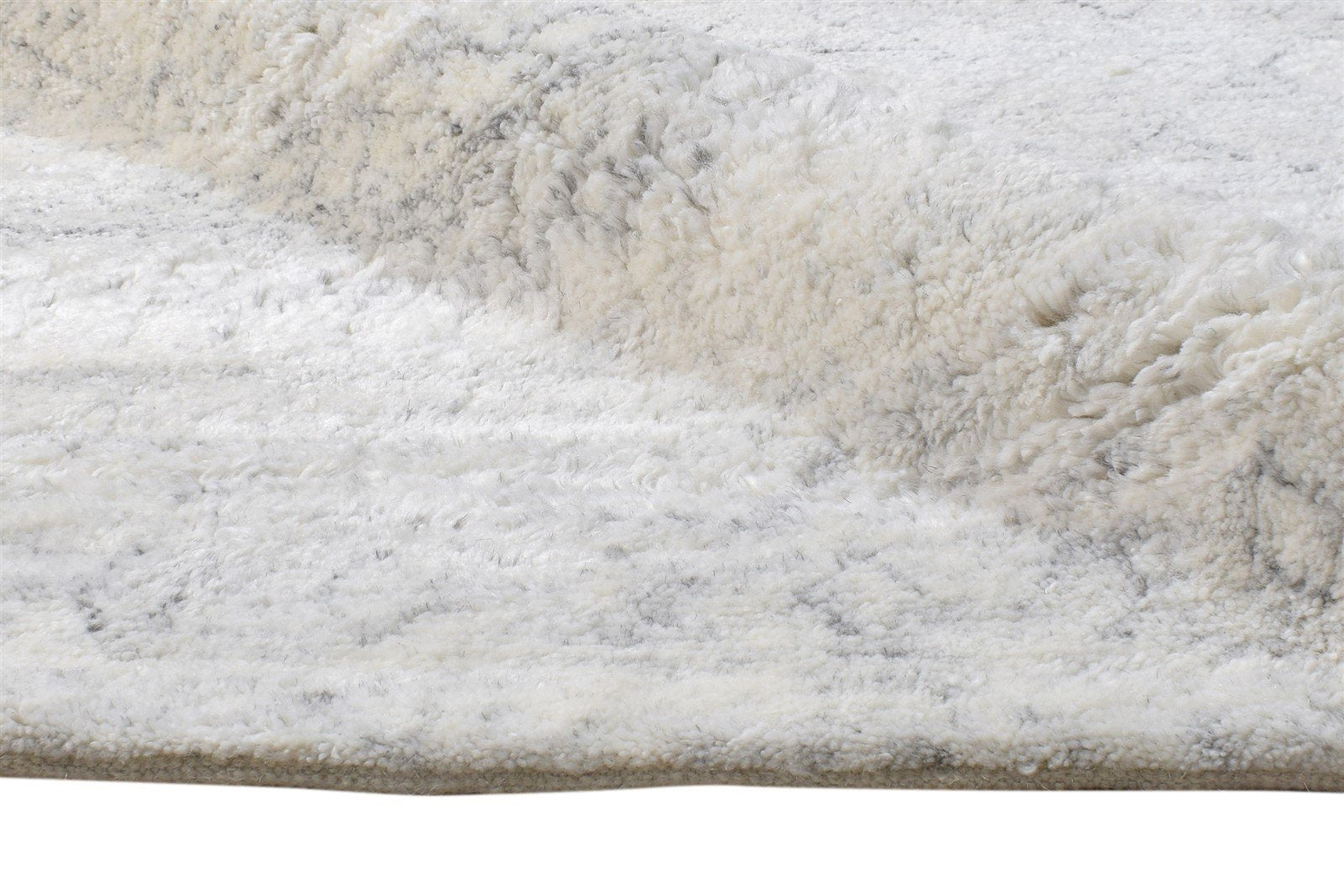 Catlaina Hand Woven Silver Wool / Silk Rug 9' X 12' Modern Moroccan Trellis   7864940658837