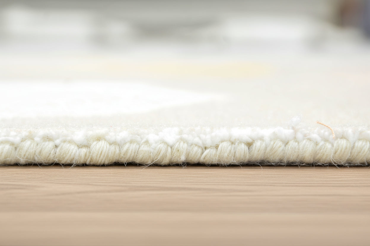 Celestial Rainbow Beige Handmade Kids Rug | Cloud, Sunshine Nursery Rug 9081802752149