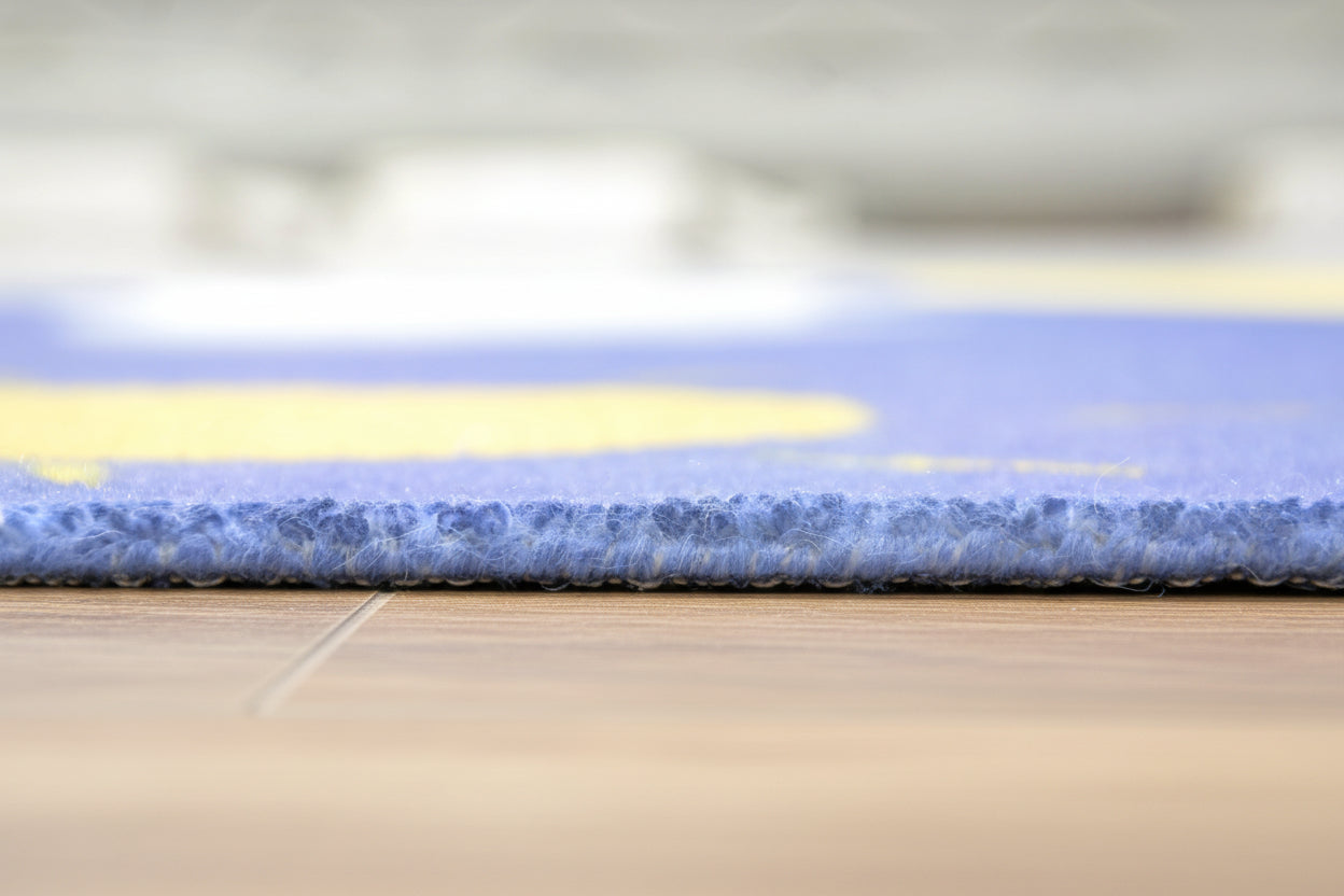 Celestial Rainbow Navy Blue Handmade Kids Rug | Cloud, Sunshine Nursery Rug 9081801834645