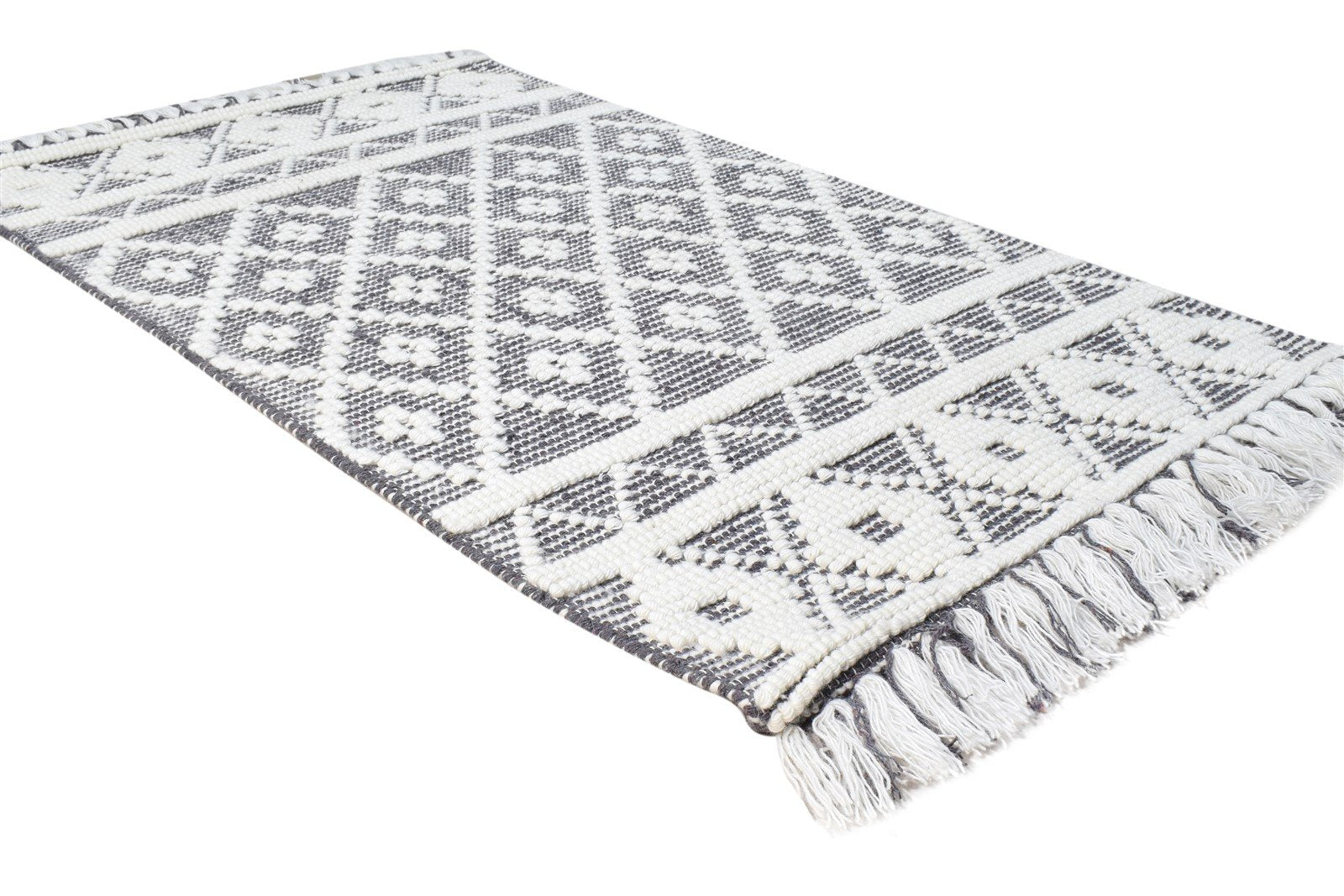 Charcoal New Zealand Wool Rug 3X5 Modern Hand Woven Scandinavian Nordic Small 7865180356757