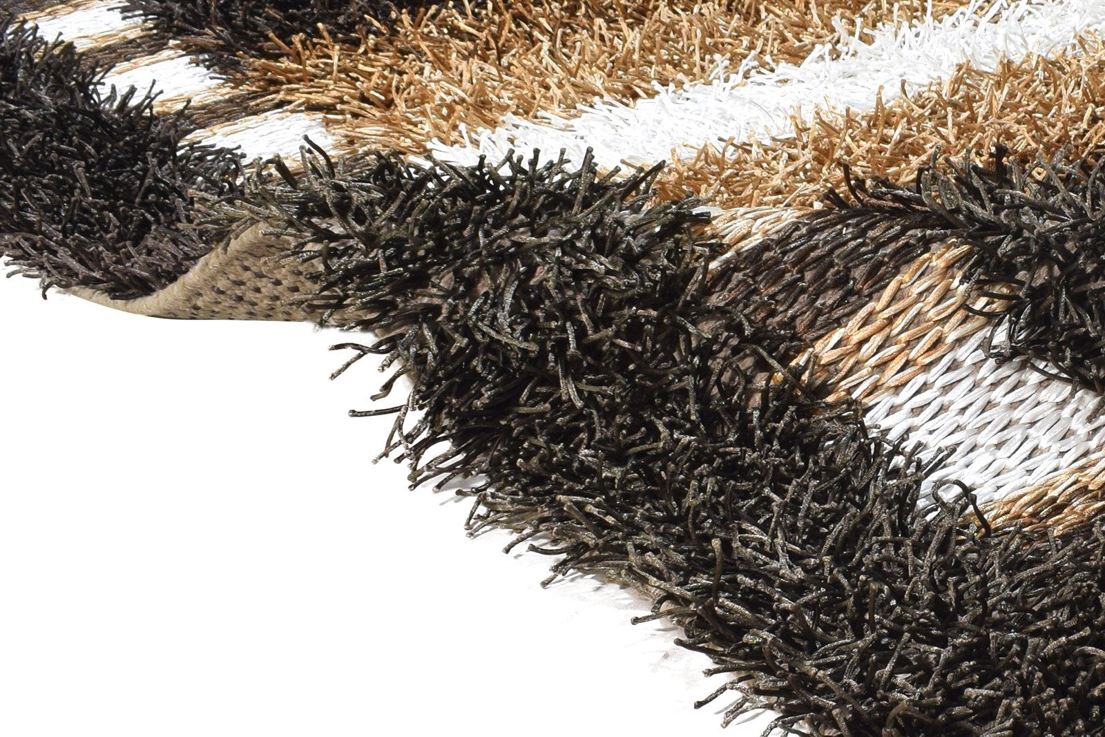 Charcoal Polyester Rug 4X6 Modern Hand Woven Scandinavian Abstract Room Size 7865109053589