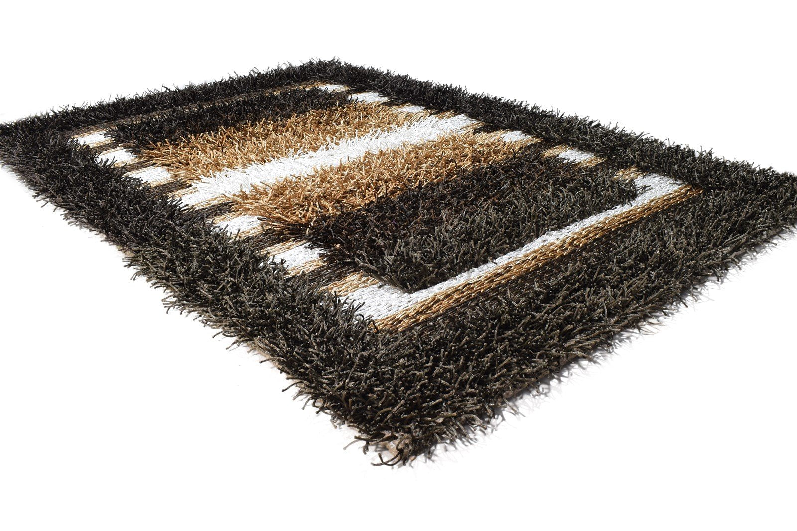 Charcoal Polyester Rug 4X6 Modern Hand Woven Scandinavian Abstract Room Size 7865109053589