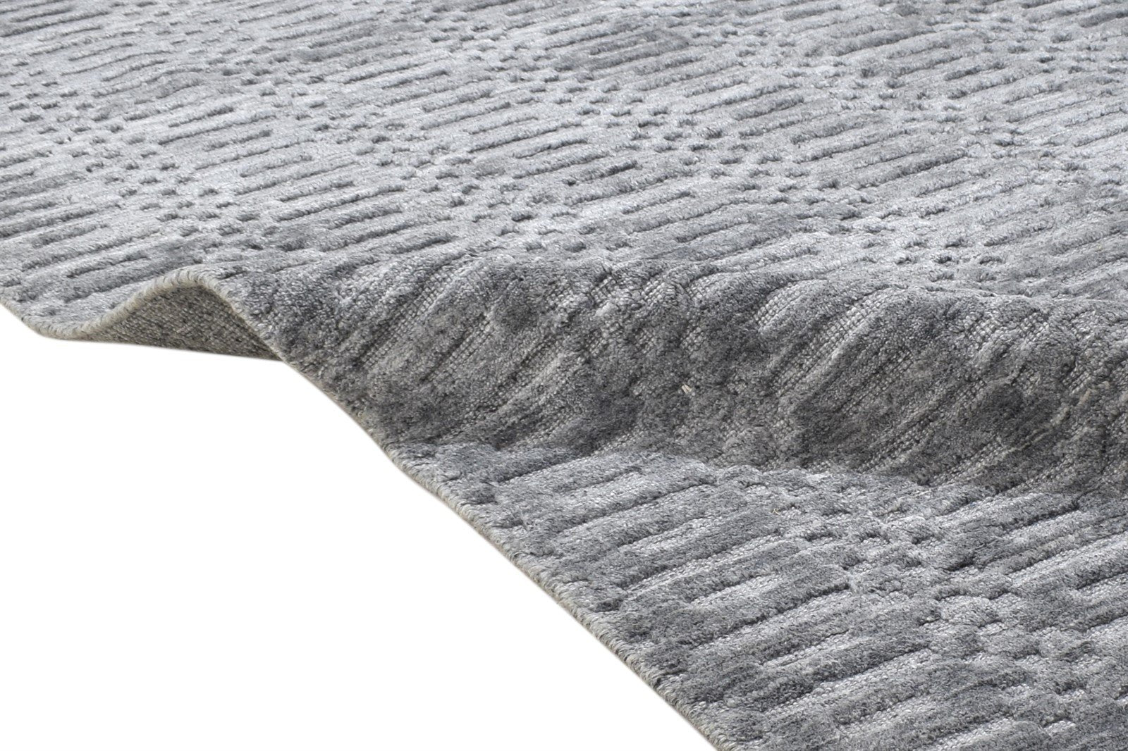 Charcoal Silk Rug 4X6 Modern Handloom Scandinavian Geometric Room Size Carpet 7864158683285