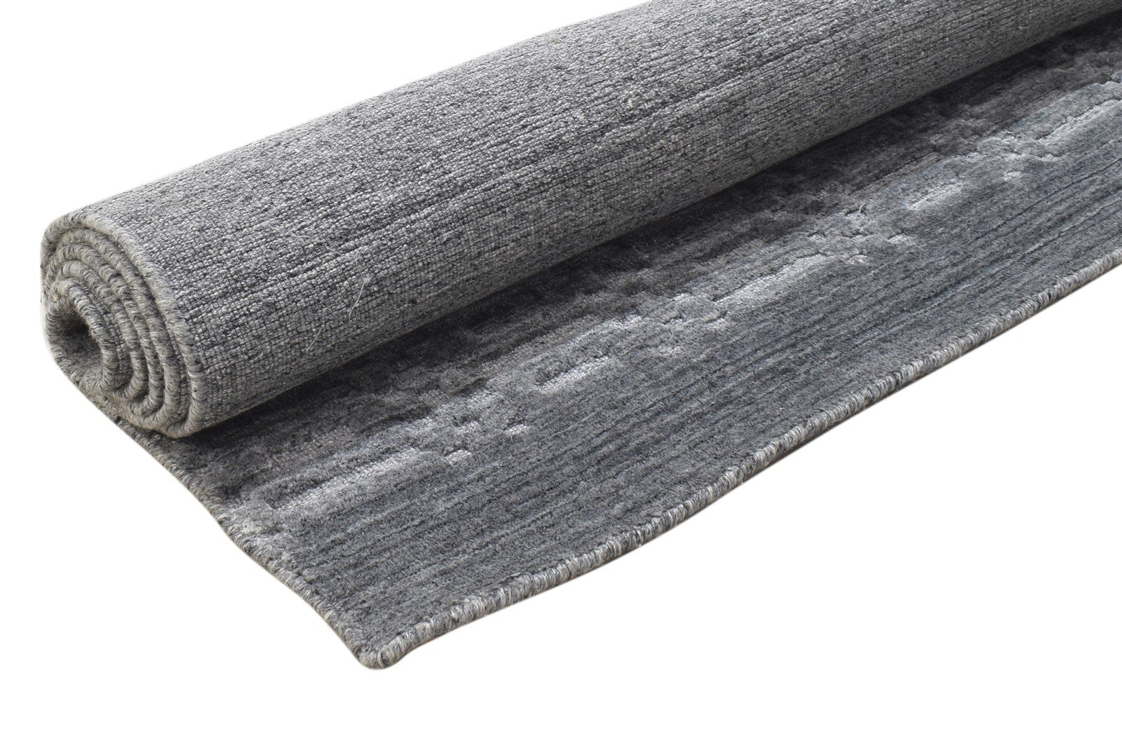 Charcoal Silk Rug 4X6 Modern Handloom Scandinavian Geometric Room Size Carpet 7864158683285