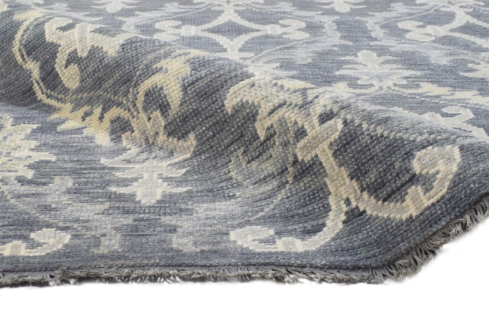 Charcoal Silk Rug 6' X 9' Modern Hand Knotted Moroccan Damask Room Size Carpet 7864800051349