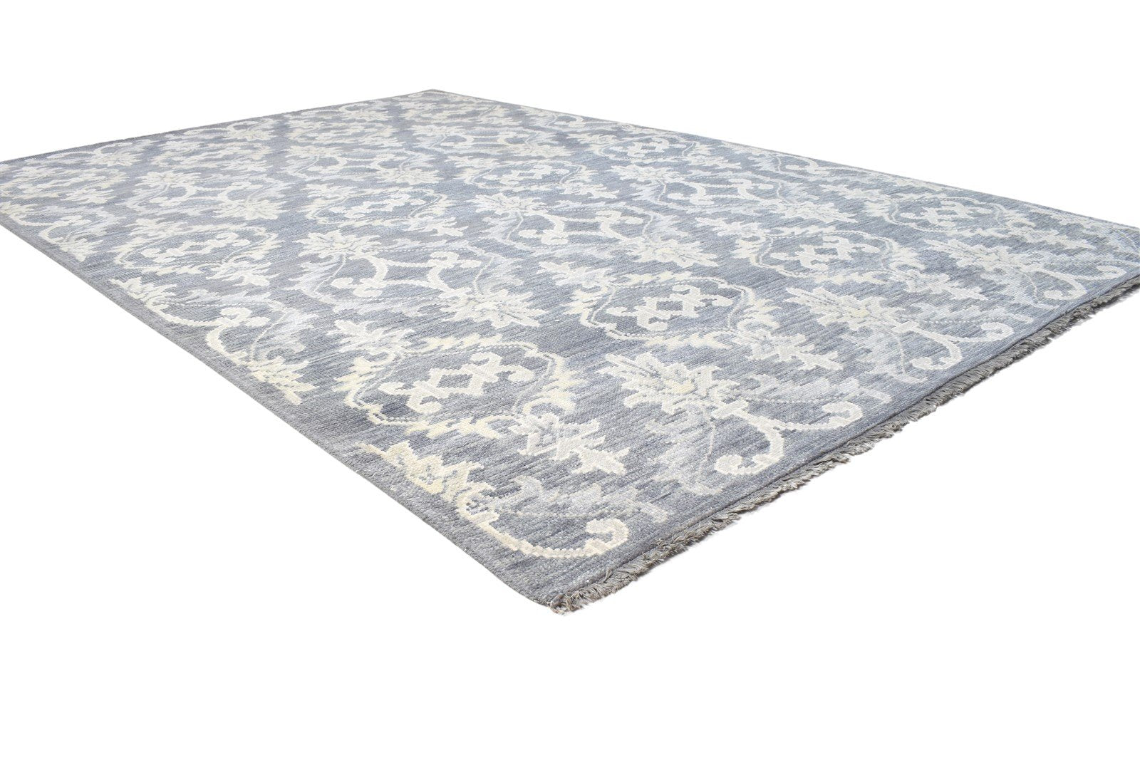 Charcoal Silk Rug 6' X 9' Modern Hand Knotted Moroccan Damask Room Size Carpet 7864800051349