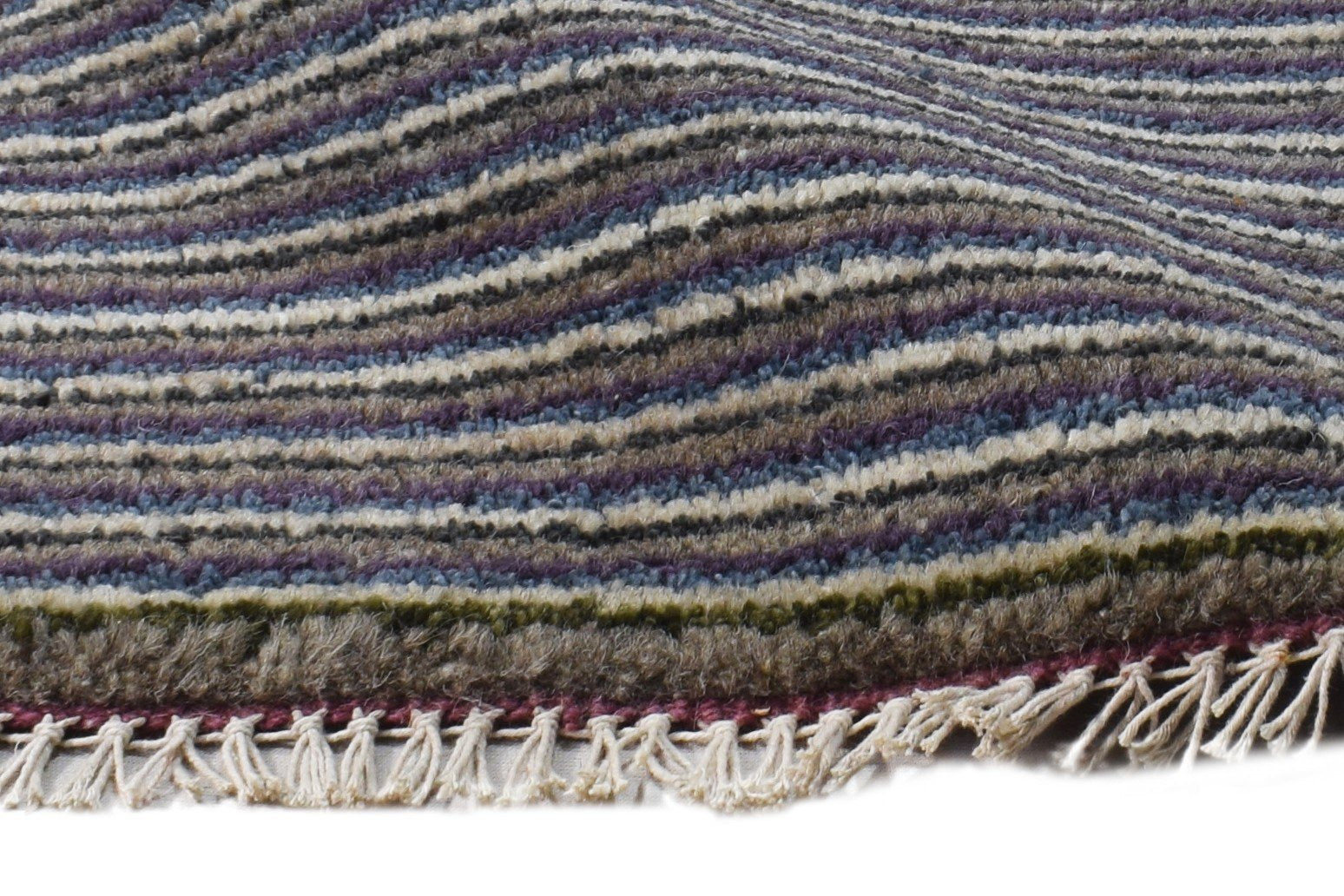 Charcoal Wool Rug 1' X 2' Modern Hand Knotted American Striped Small Carpet 7865185992853