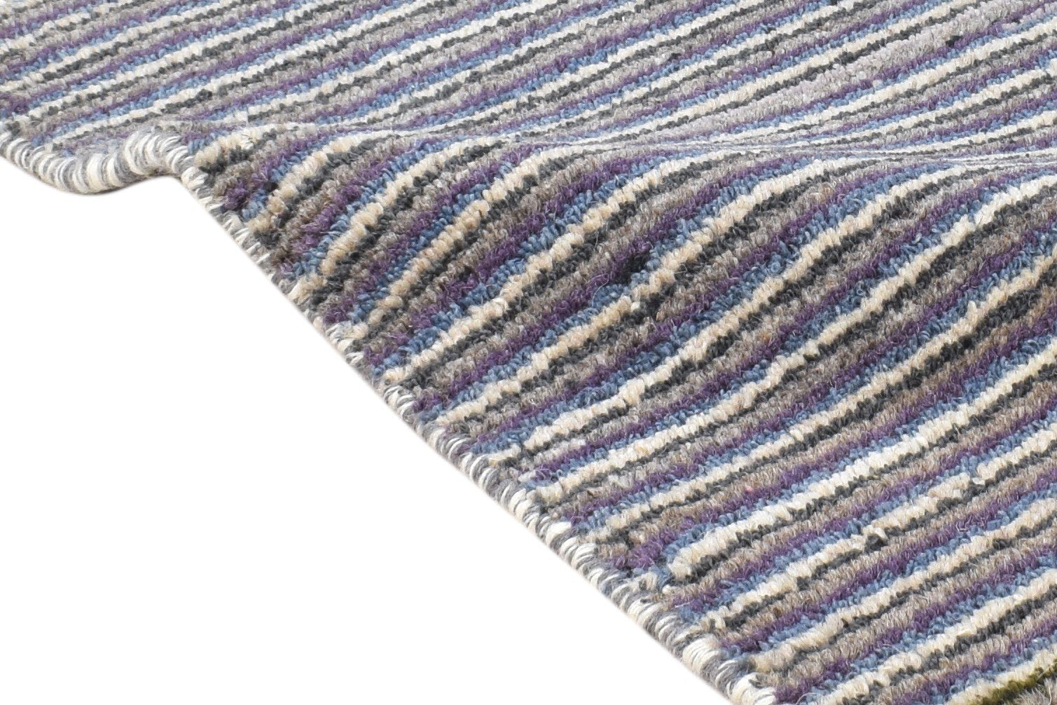 Charcoal Wool Rug 1' X 2' Modern Hand Knotted American Striped Small Carpet 7865185992853