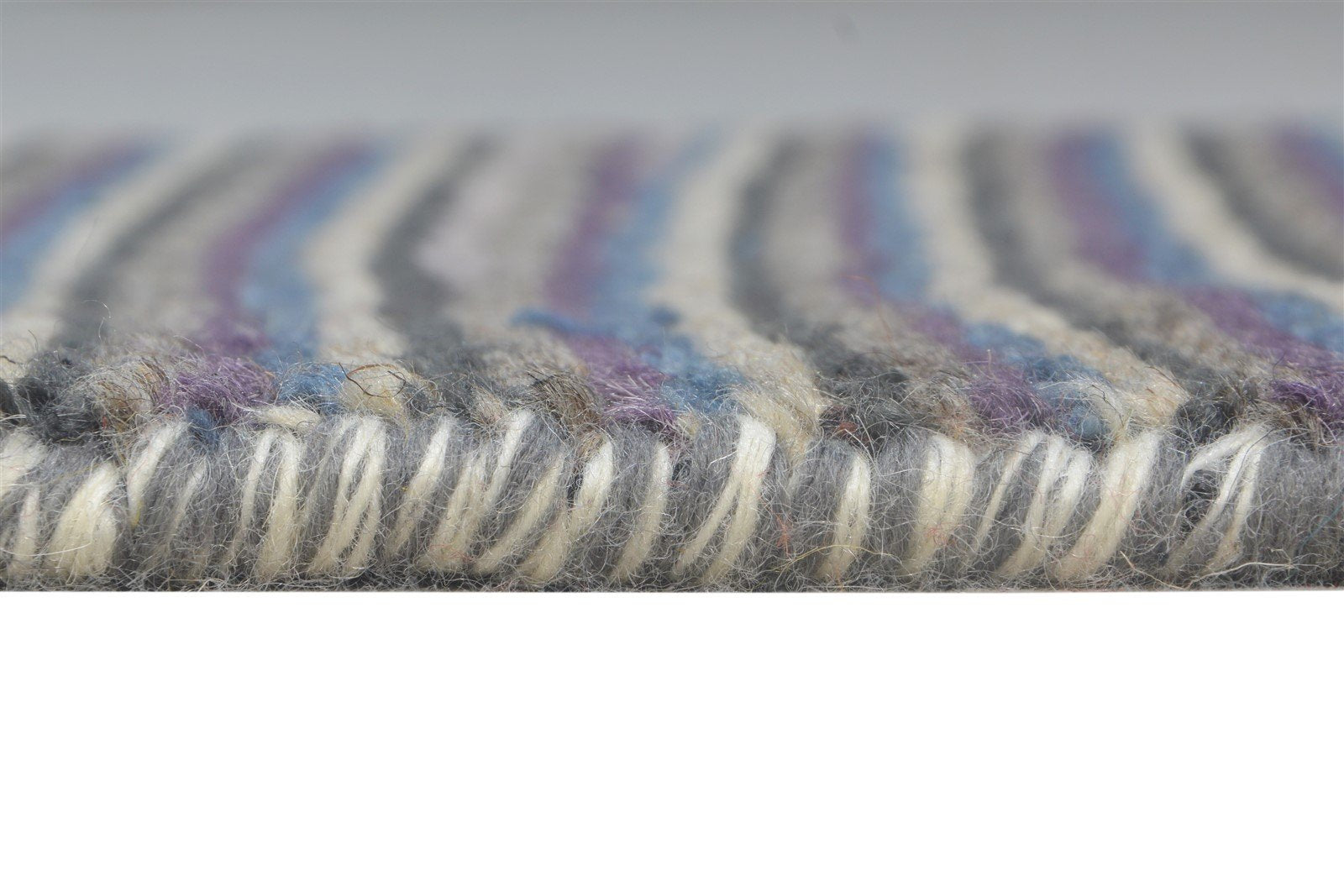Charcoal Wool Rug 1' X 2' Modern Hand Knotted American Striped Small Carpet 7865185992853