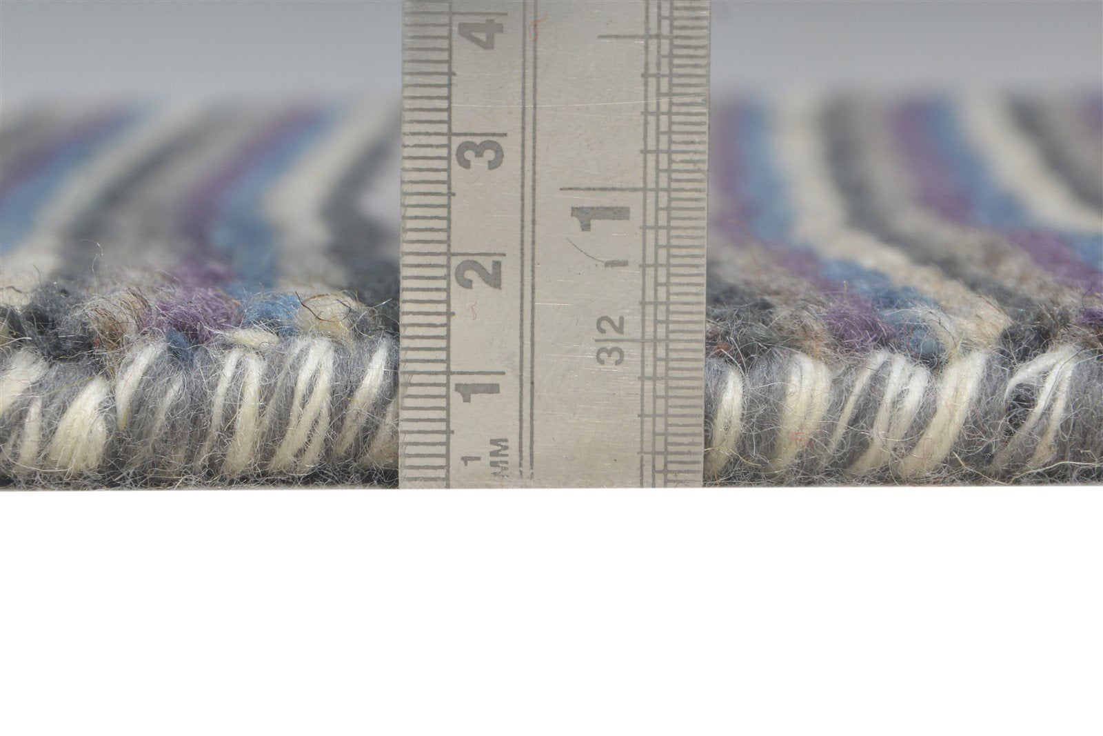 Charcoal Wool Rug 1' X 2' Modern Hand Knotted American Striped Small Carpet 7865185992853
