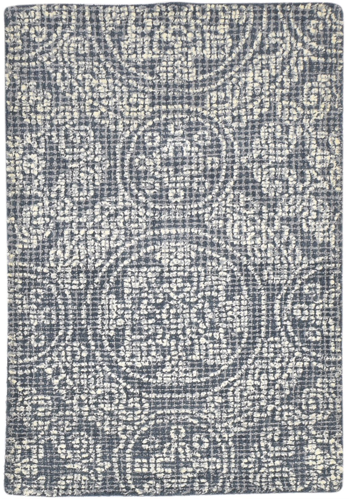 Charcoal Wool Rug 3' X 4' Modern Hand Tufted Moroccan Circles Small Carpet 7864171757717