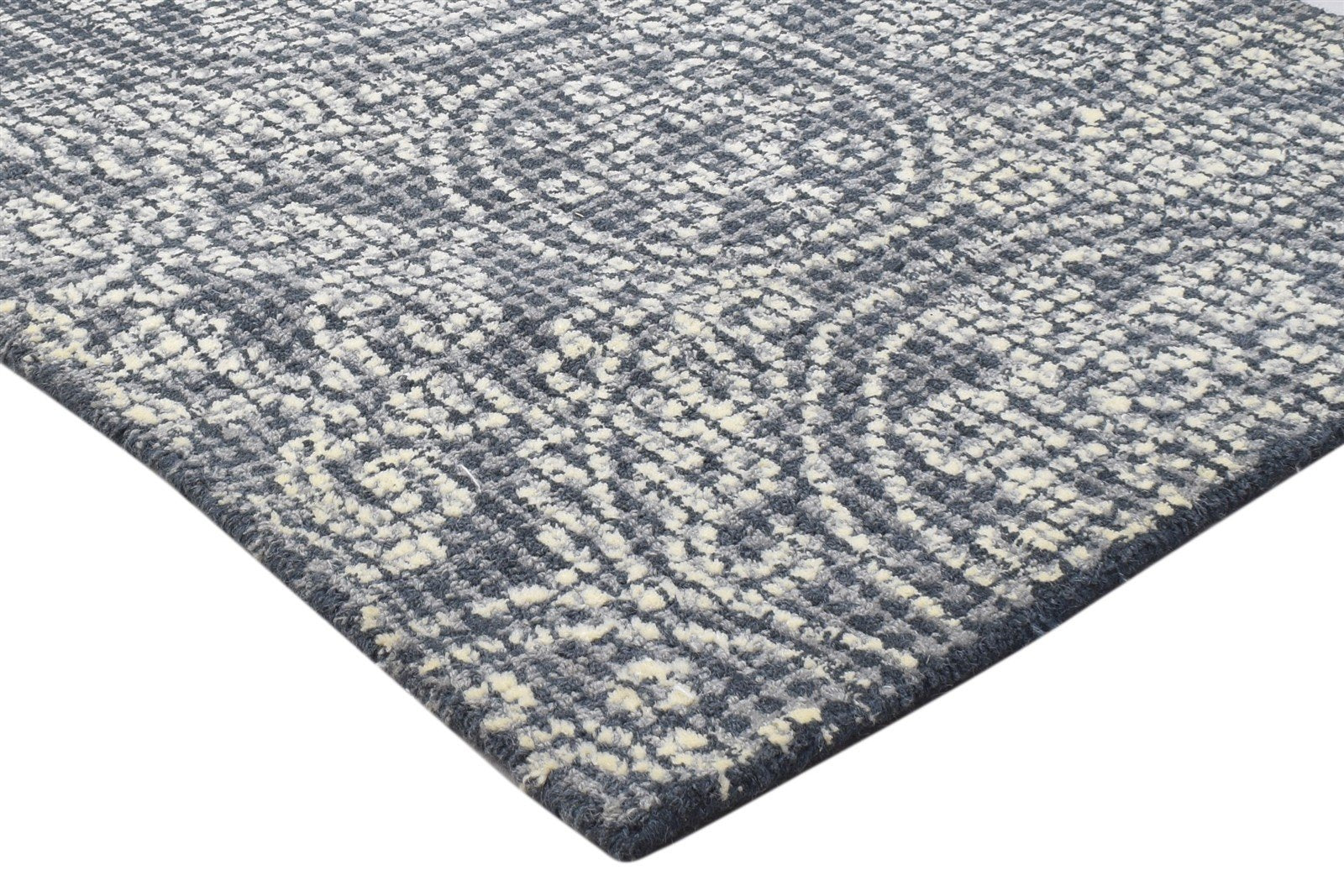 Charcoal Wool Rug 3' X 4' Modern Hand Tufted Moroccan Circles Small Carpet 7864171757717