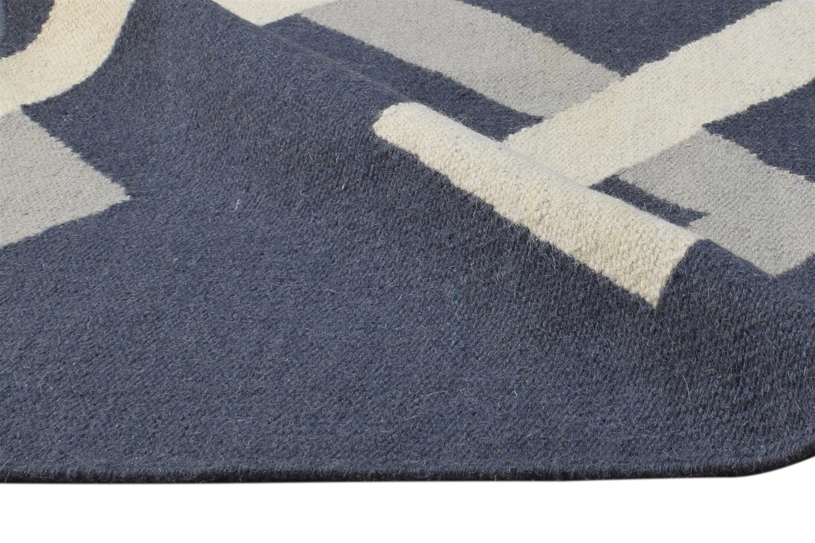 Charcoal Wool Rug 3' X 5' Modern Dhurrie Scandinavian Abstract Small Carpet 7865195823253